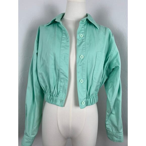 NWOT ASOS DESIGN Mint Green Bomber Jacket Pockets (Womens Size: 0) - Picture 1 of 11